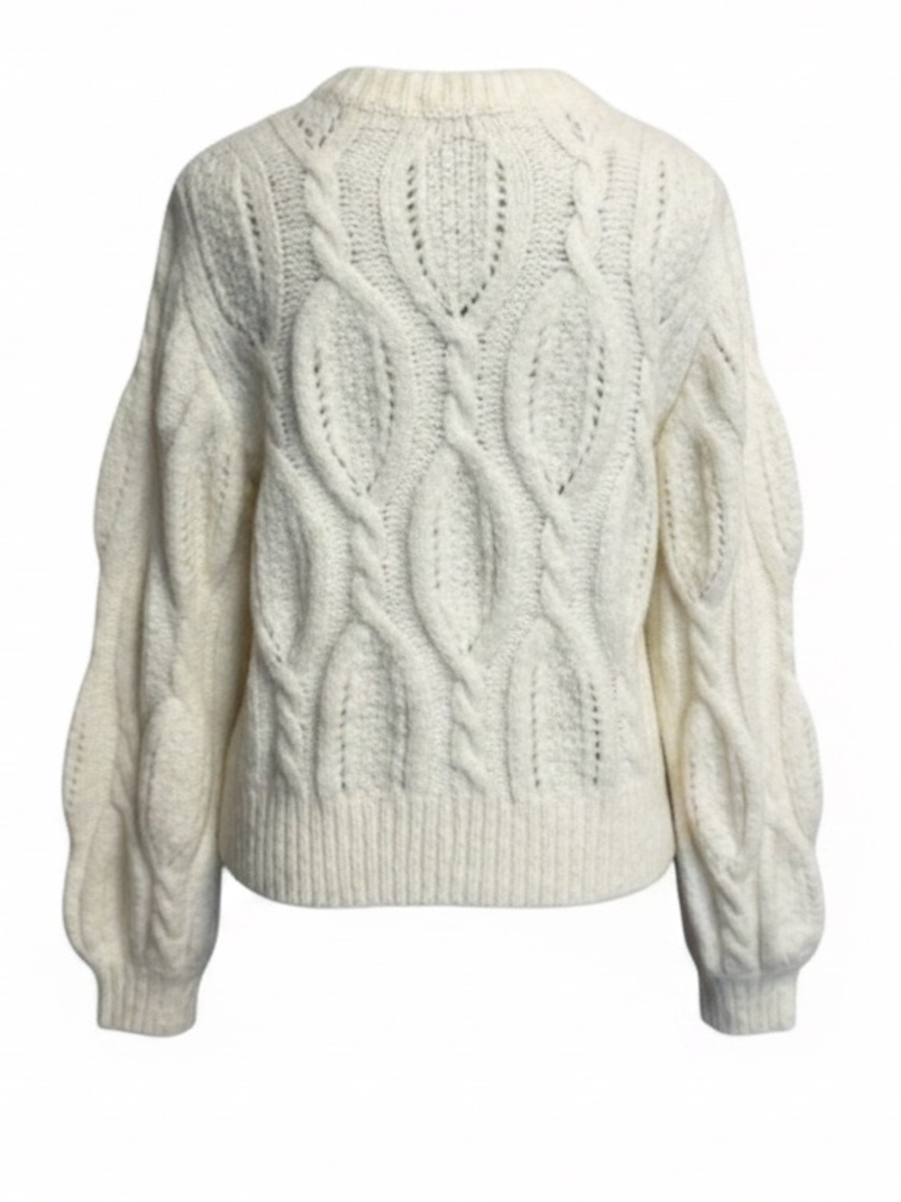 Boundary & Co. Crewneck Cable Knit Sweater. White. Medium - Picture 5 of 11